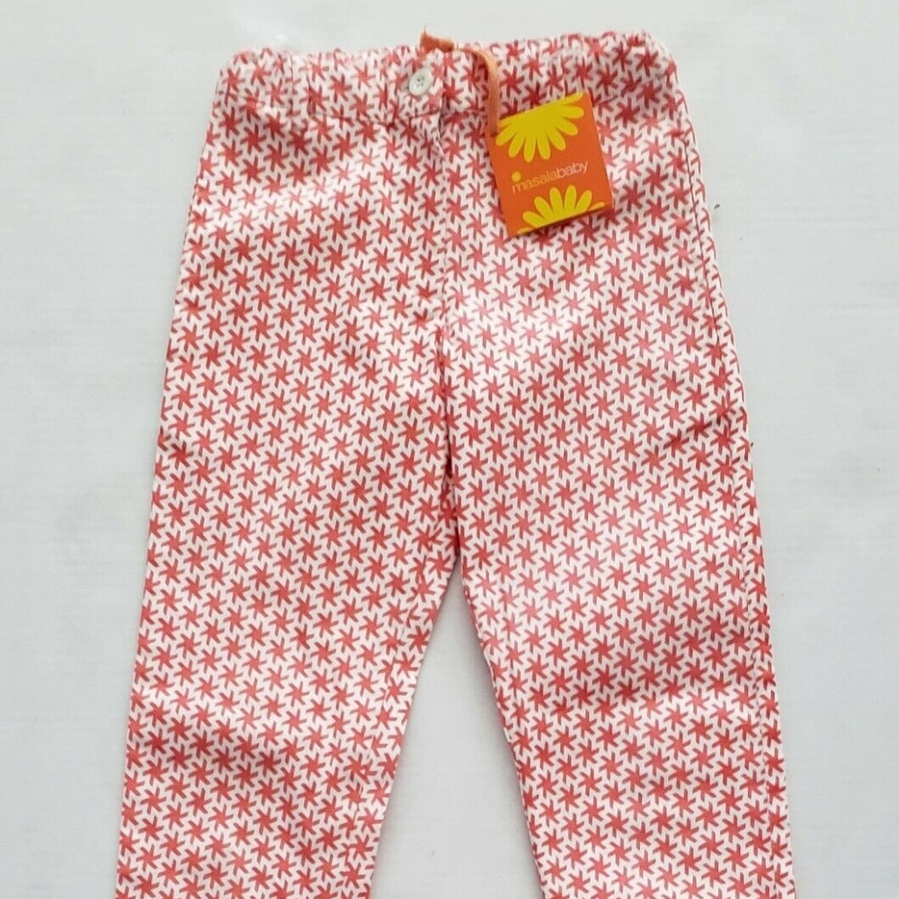 Masala Kids Girls Size 8 Pants Stretch White Coral